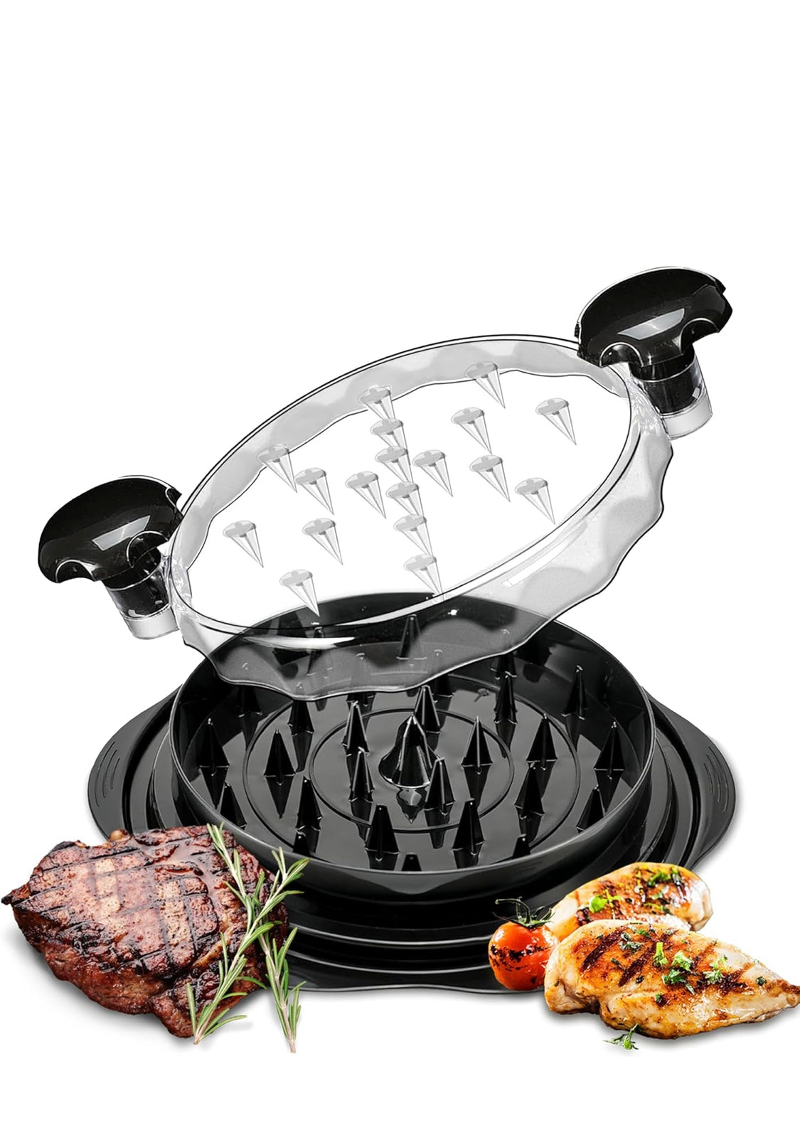 Kitchen chicken shredding tool, Visible meat shredder, Chicken chopper with transparent lid and cleaning brush Non-slip strip Suitable for beef and chicken