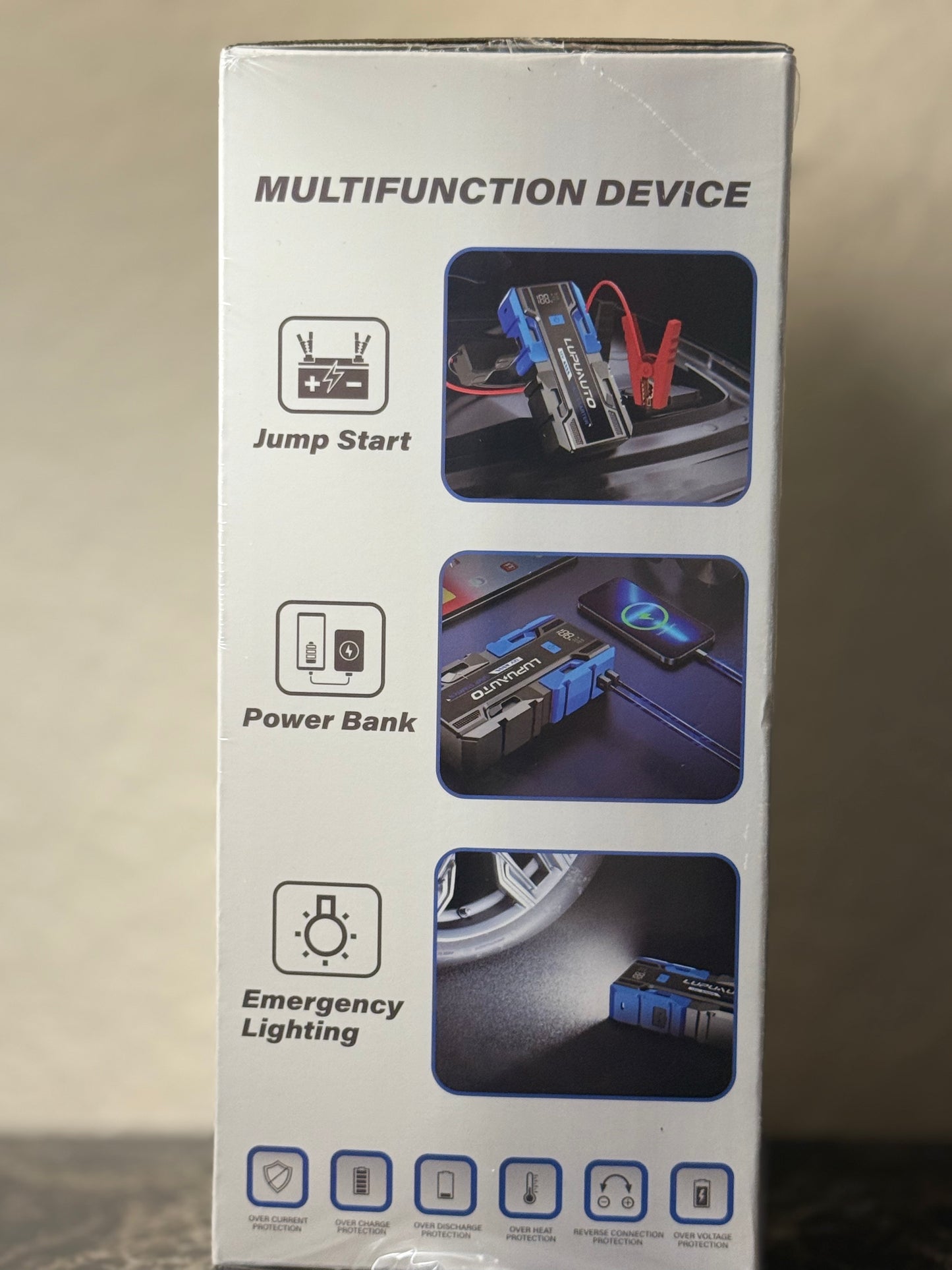 3000A Jump Starter, 12V Portable Battery Charger, Auto Battery Booster 6000mAh Jump Pack with Smart Jumper Clamps for Up to 9.0L Gas & 7.0L Diesel Engines, Booster Pack with Built-in LED Light