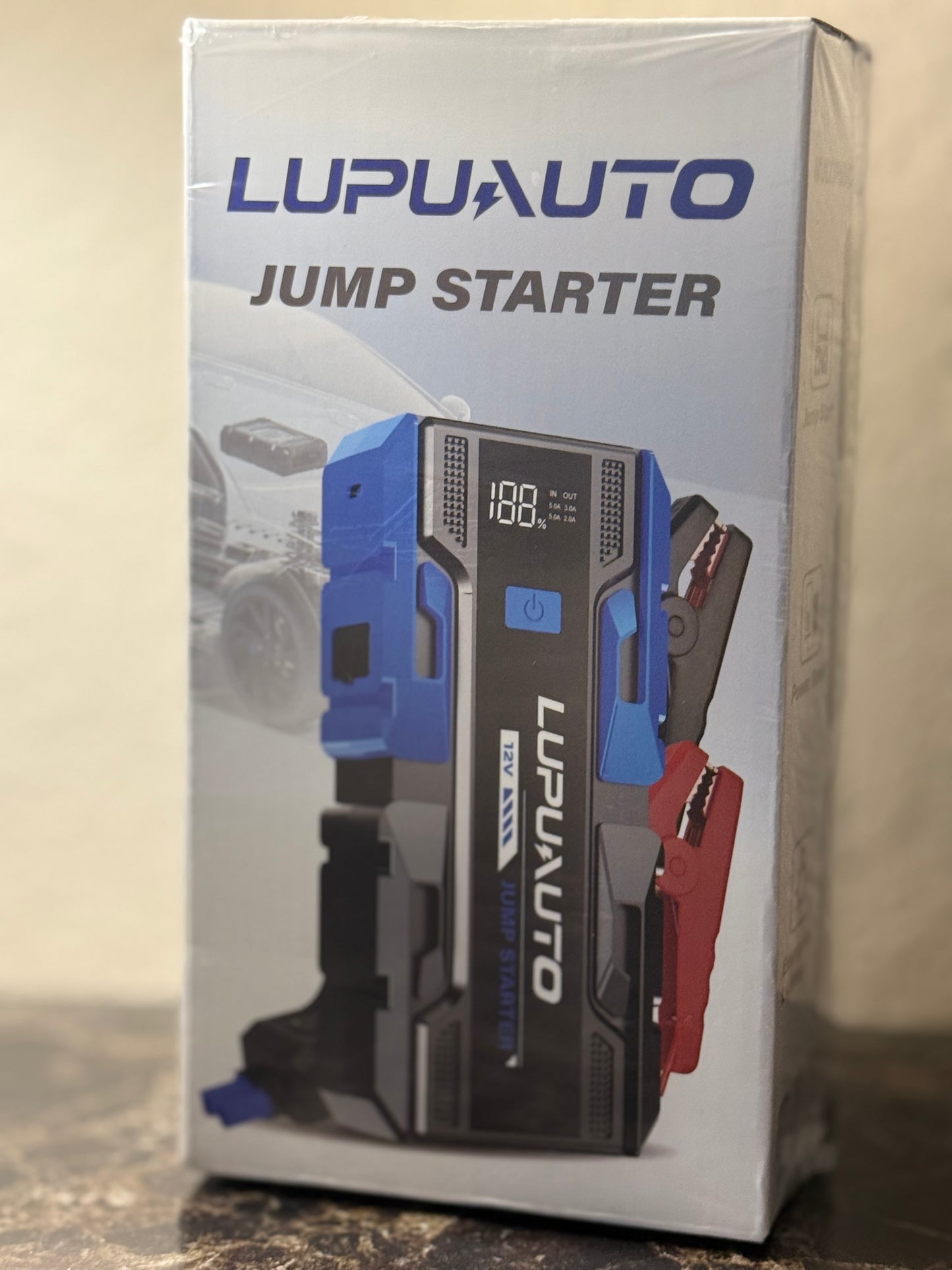 3000A Jump Starter, 12V Portable Battery Charger, Auto Battery Booster 6000mAh Jump Pack with Smart Jumper Clamps for Up to 9.0L Gas & 7.0L Diesel Engines, Booster Pack with Built-in LED Light